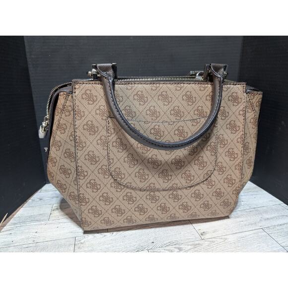 GUESS Nissana Ladies Satchel Tote Brown Handbag Purse Missing Some Packing New - Picture 2 of 12